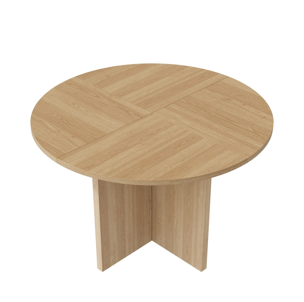 Tavolo da pranzo rotondo 120 cm; facile da montare; in MDF; naturale