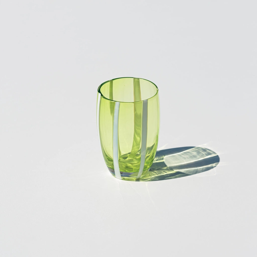 Set 6 Bicchieri Gessato Tumbler in Vetro Soffiato a Bocca Colore Verde Mela Lavorati a Mano Artigianalmente per una Tavola Elegante e Moderna