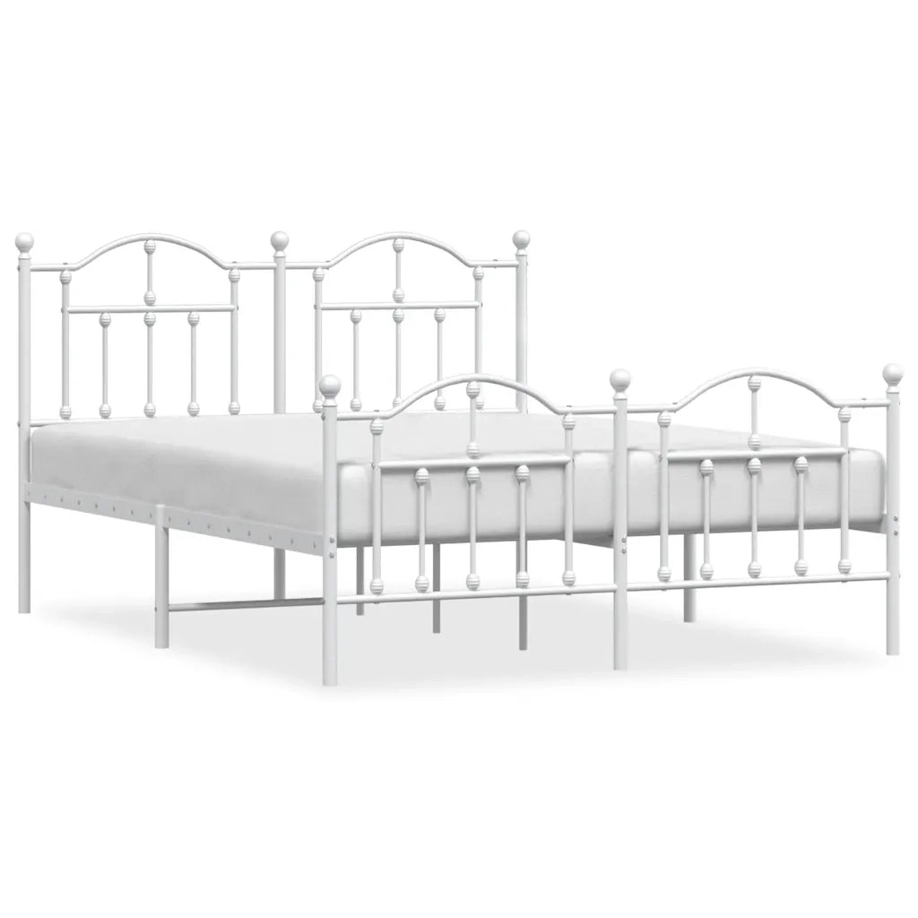 Giroletto con Testiera e Pediera Metallo Bianco 150x200 cm 353508
