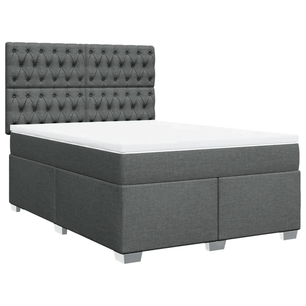 Giroletto a Molle con Materasso Grigio Scuro 140x190 cm Tessuto