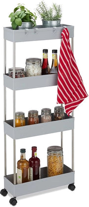 Trolley cucina nero plastico 98x15,5x40,5 cm - Raccogliendo piccoli oggetti cucina bagno - 4 ganci & piani