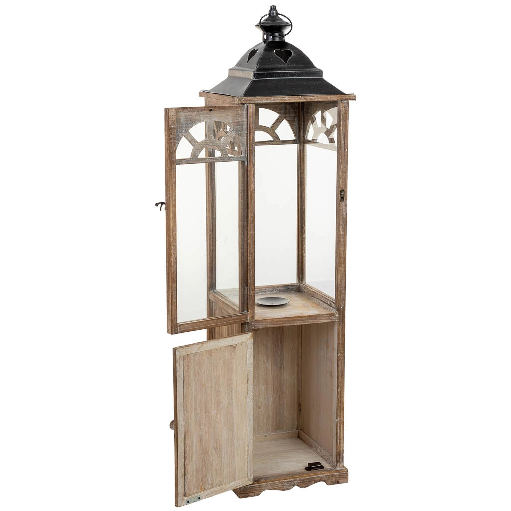 Lanterna in legno marrone 26x26x102,5h cm