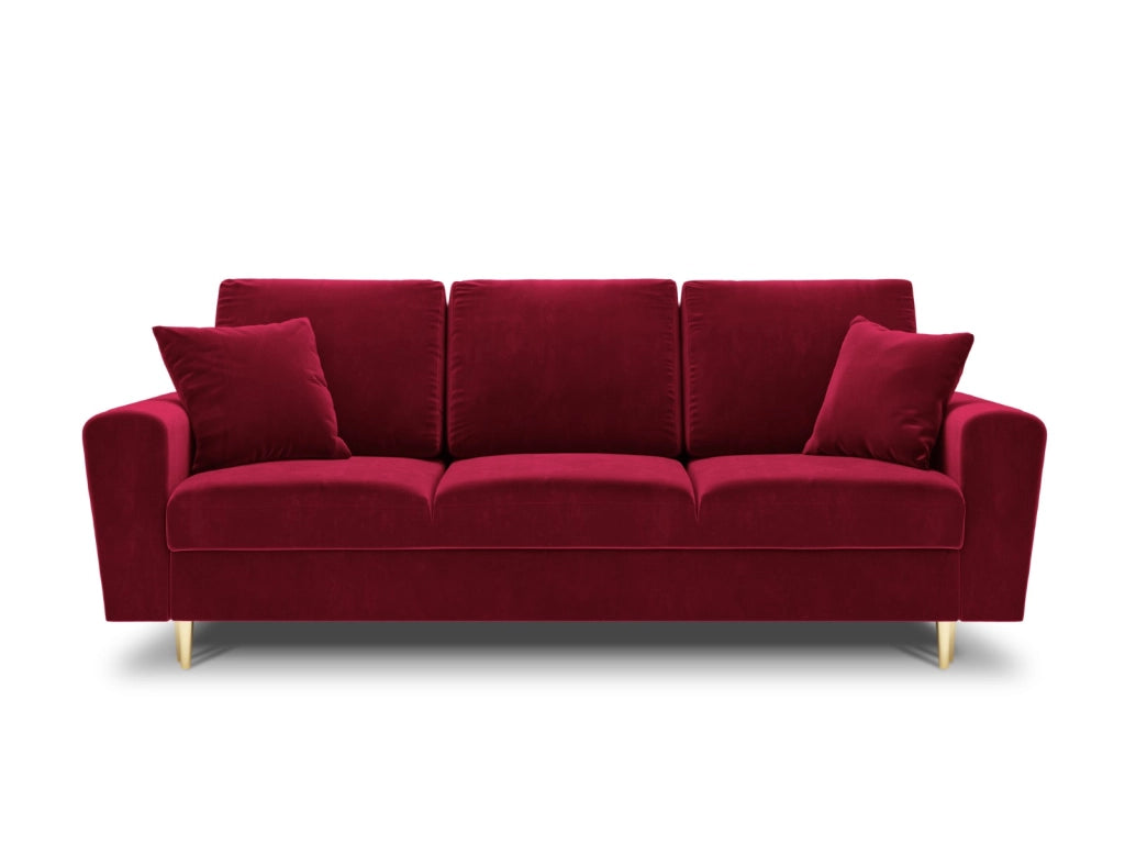 Cosmopolitan Design - Divano convertibile con contenitore "Kyoto" 3 posti in velluto rosso 