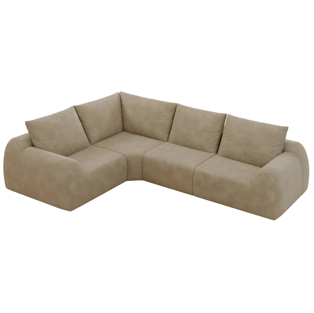 Divano in schiuma compressa 267x200x85 cm in ciniglia, khaki