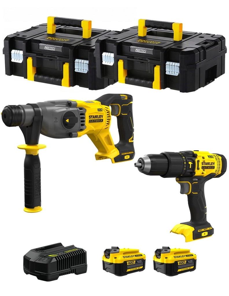 STANLEY FatMax Kit SVK201 (SFMCH900 + SFMCD711 + 2 x 4,0 Ah + Caricabatteria + 2 x TSTAK II)