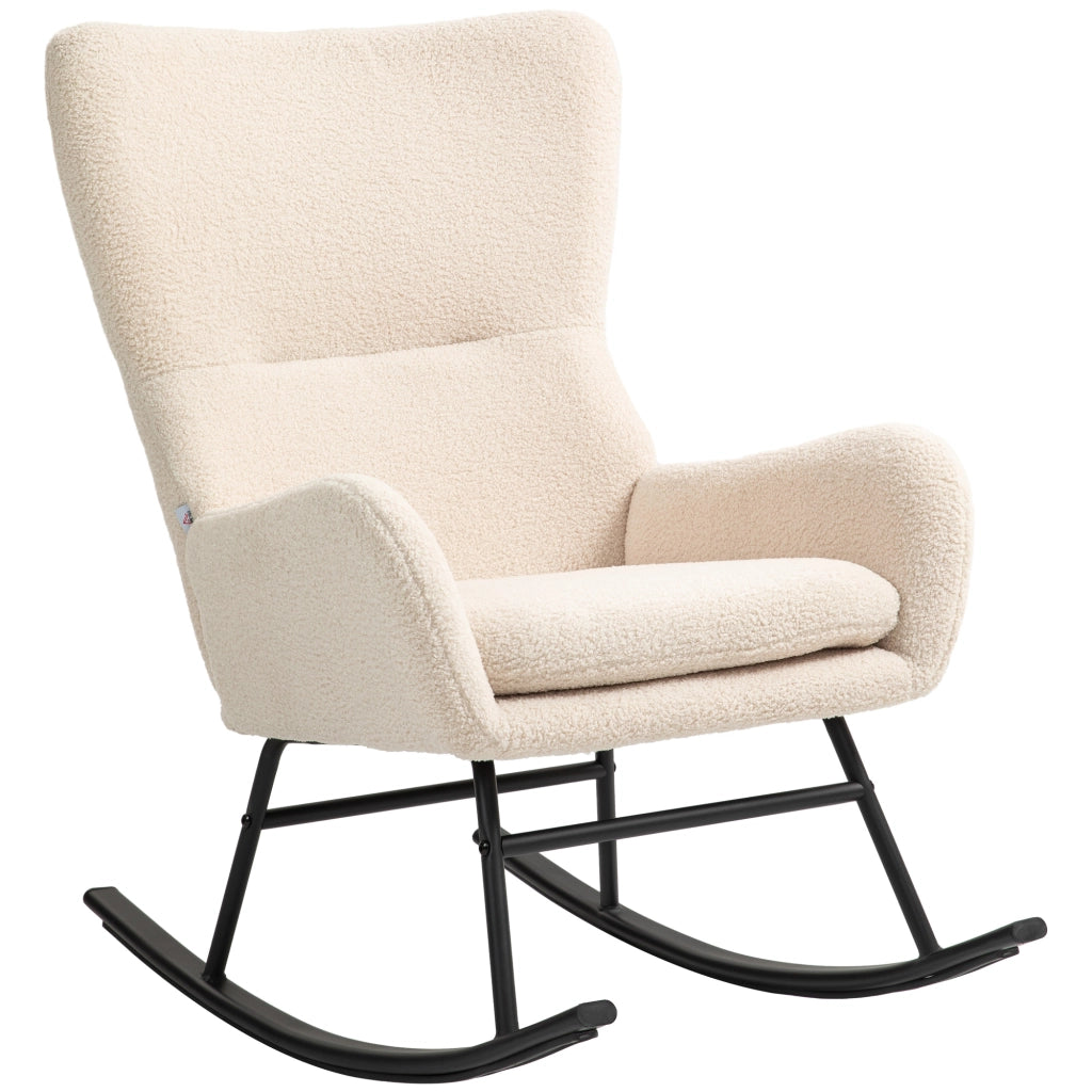 Poltrona a dondolo ¨C zephmum ¨C beige e nero, gambe in acciaio