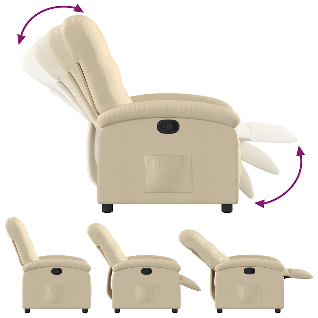Divano Sedia-Poltrona reclinabile in tessuto color crema 360150