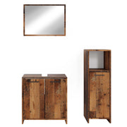 Vicco Set mobili bagno Rovere rustico 3 parti, con armadio midi