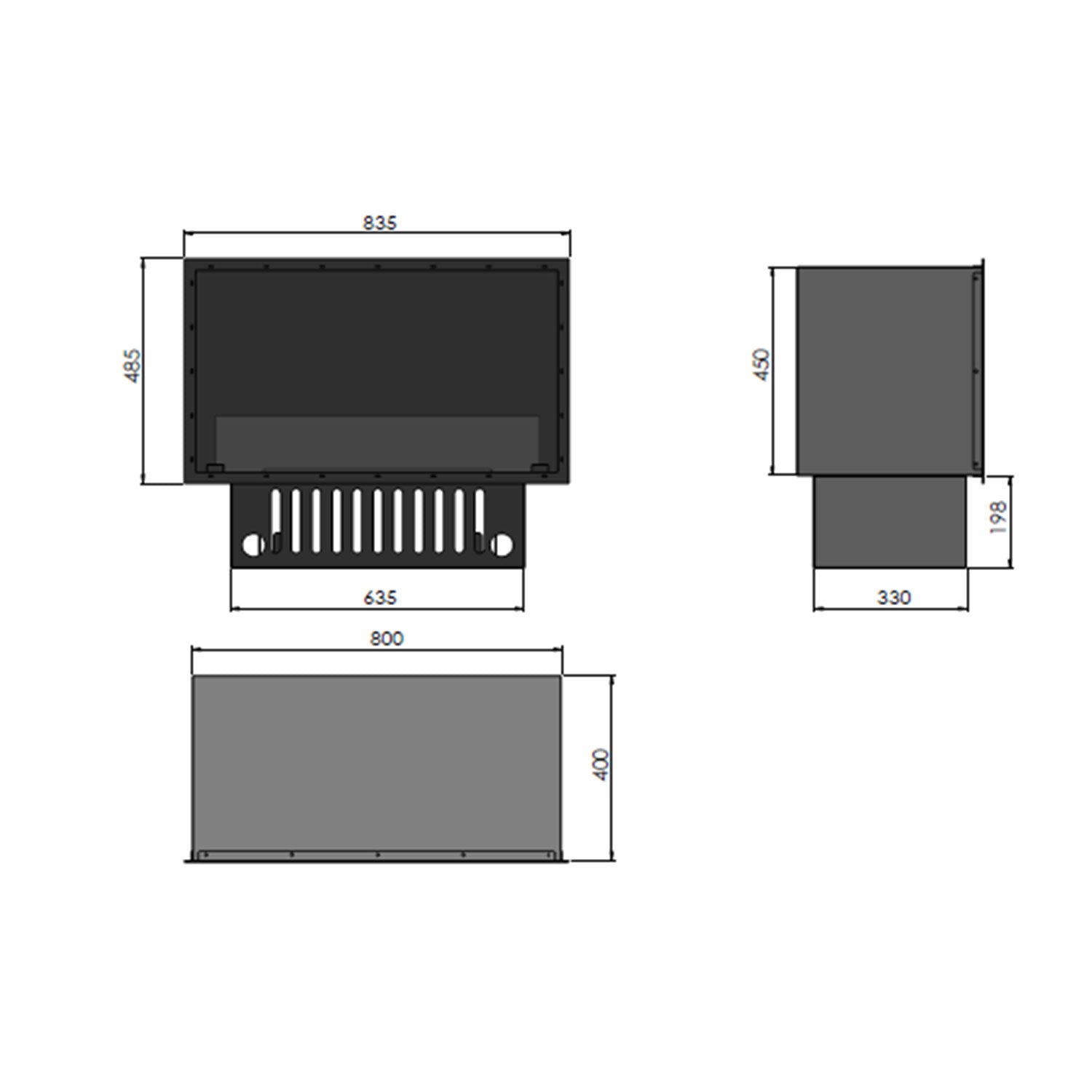 Camino a Vapore Elettrico da Incasso 800x45(64,8)x40 cm Invapo con LED RGB Nero