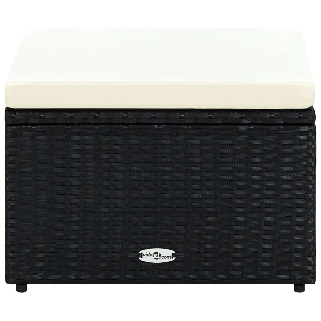 Poggiapiedi Ottomana in Polyrattan 53x53x30 cm Nero cod mxl 118669