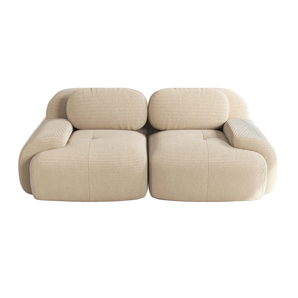 Divano loveseat 82" in velluto - Xylo - Modulare, braccioli curvi, imbottitura elastica, beige