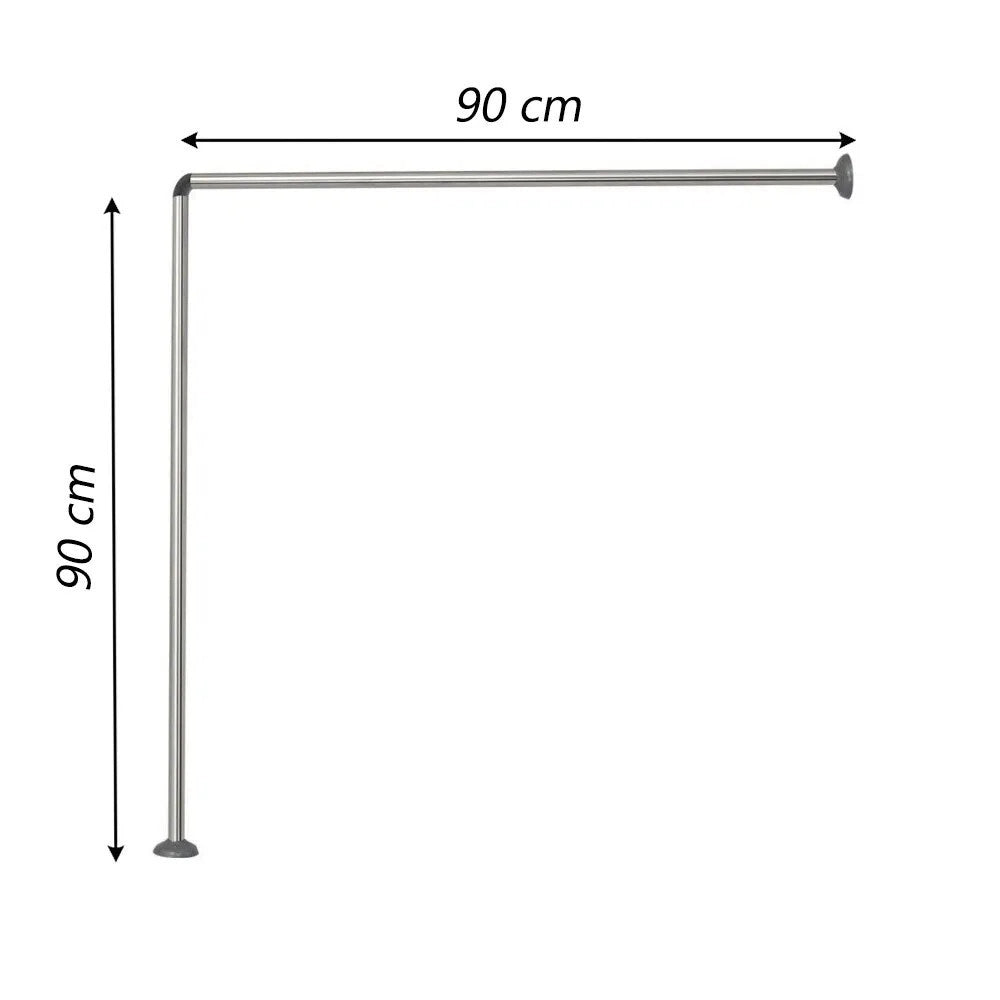 Trade Shop - Bastone Per Tenda Doccia Universale Angolare A L Con Aste 90x90 Cm Argento 79520 -