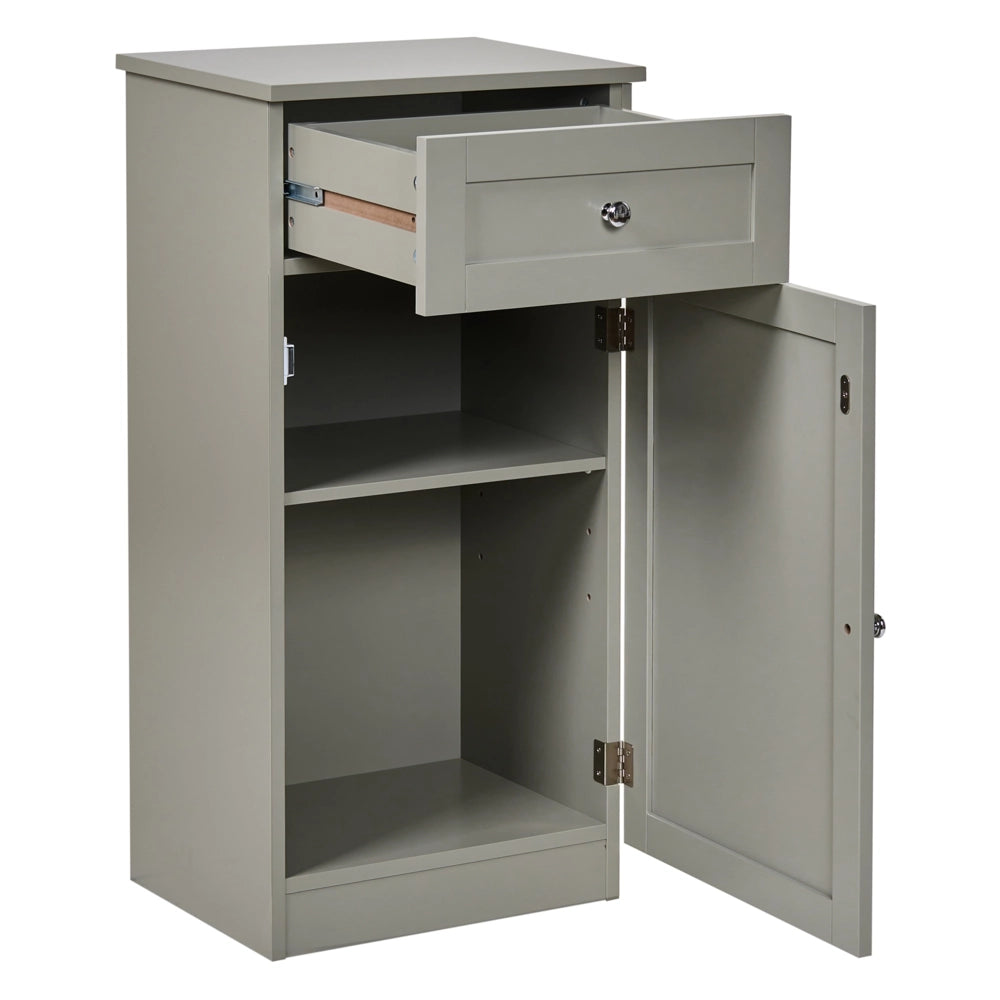 Mobile da bagno in MDF grigio con ripiani e cassetto, stile tradizionale