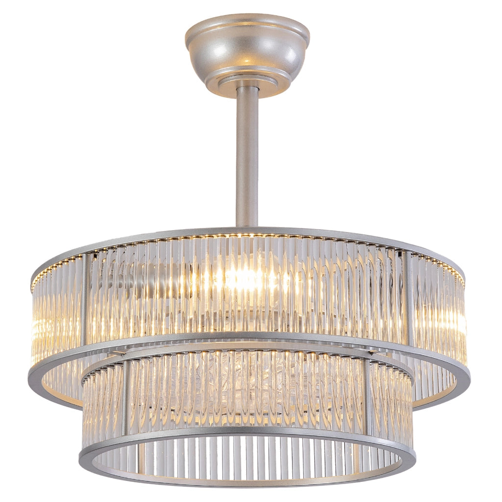 Ventilatore da soffitto 19" con luci, controllo app e telecomando, 6 velocità, argento