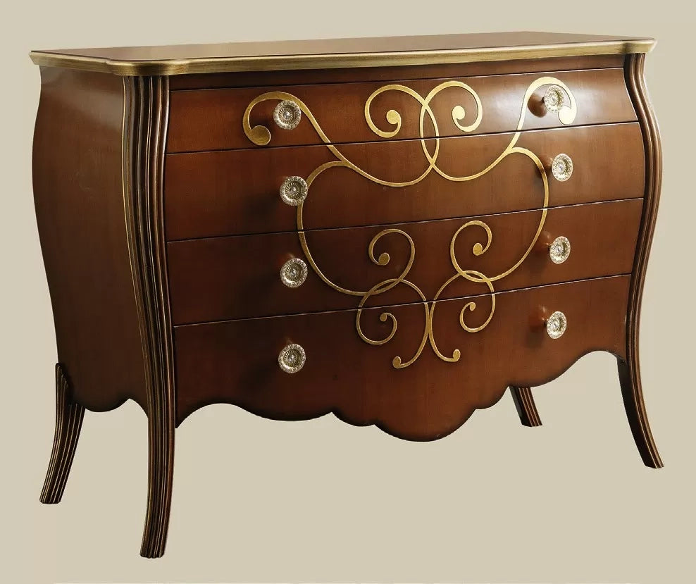 Como' in legno bombato 4 cassetti grezzo l.135 p.60 h.98 (056) - Mobili 2G