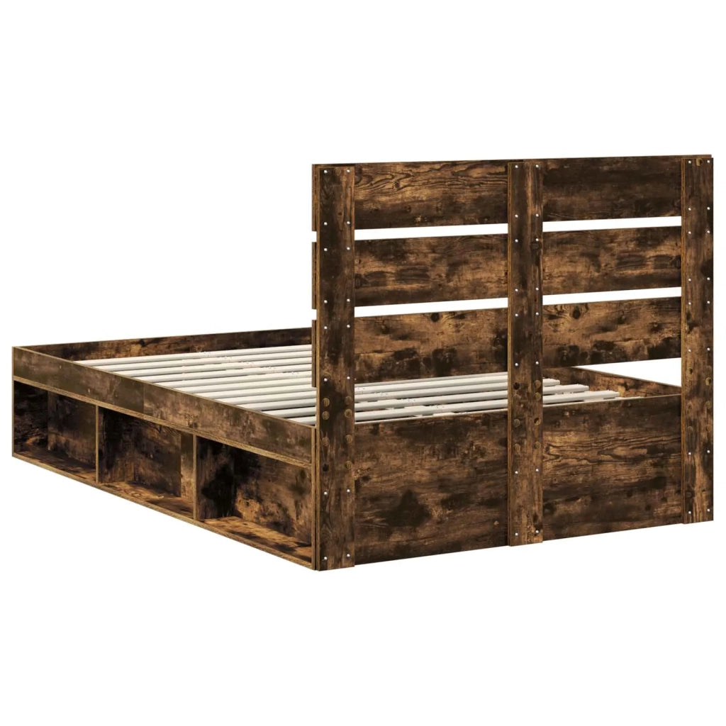 Struttura del letto Rovere fumé 135 x 190 cm Pino massello 3411756