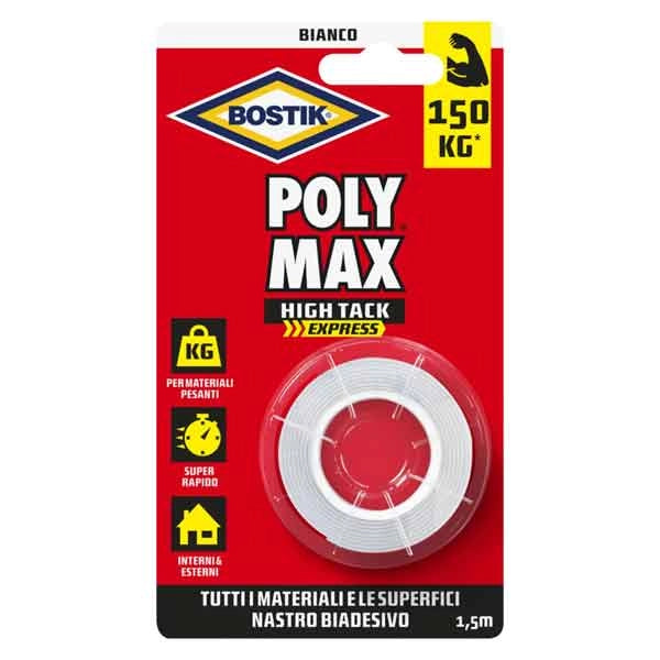 NASTRO BIADESIVO 'POLY MAX HIGH TACK EXPRESS' BOSTIK mm 19x1,5 mt - Colore bianco - BOSTIK
