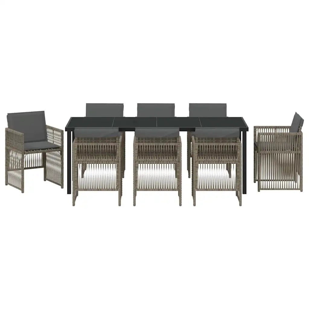 Set da Pranzo per Giardino 9 pcs Grigio 3380656