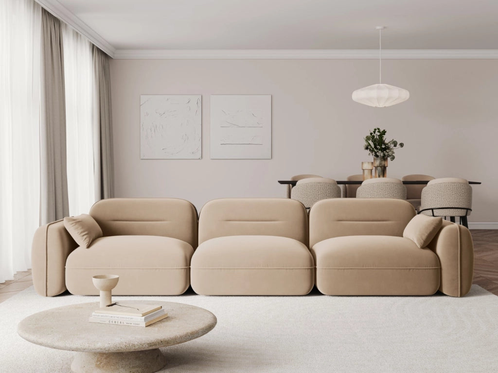 Cosmopolitan Design - Divano modulare "Sydney" 4 posti in velluto sabbia 