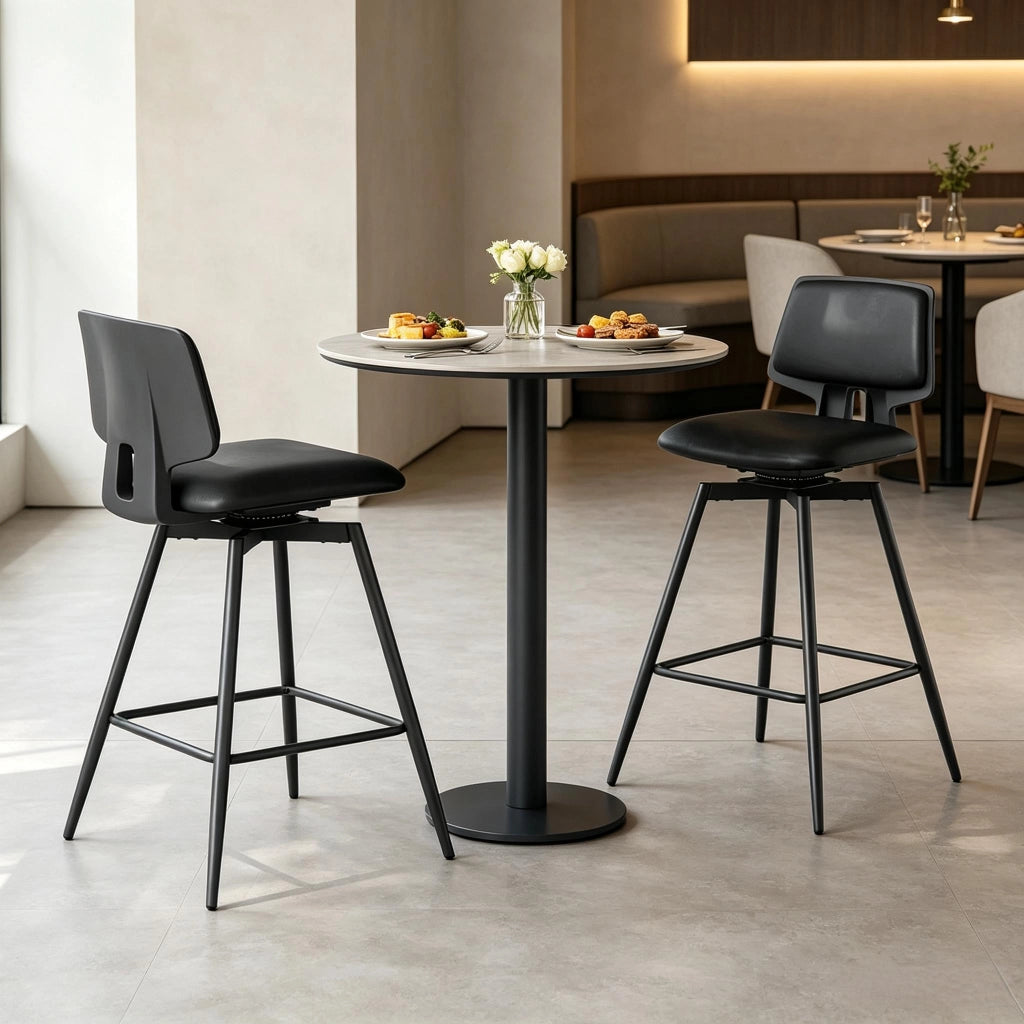 SGABELLO ALTO GIREVOLE 45,5x45,5x89 cm Nero Set da 2 pezzi