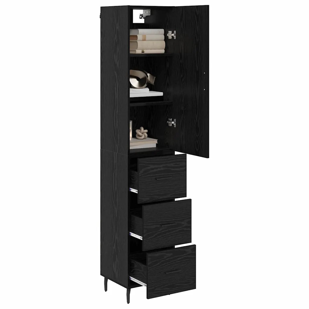 Credenza Rovere Nero 34,5 x 34 x 180 cm Legno multistrato