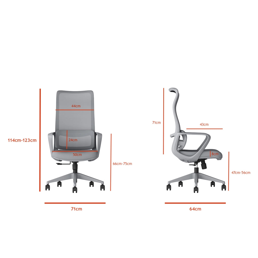 Sedia studio Hispanohogar altezza regolabile in tessuto gris