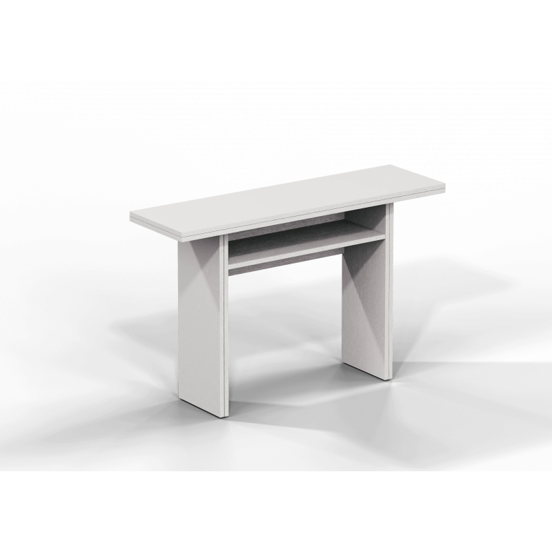 Tavolo consolle estensibile Oplà con piano ribaltabile e vano portaoggetti bianco 120x35/70x75 cm - Terraneo