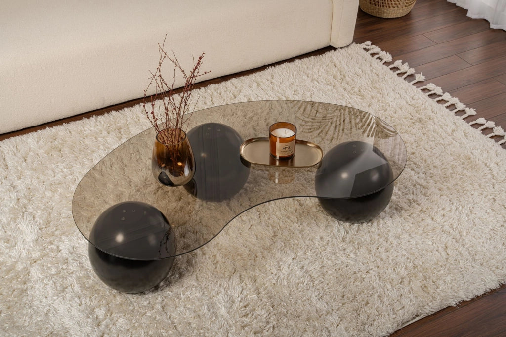 Tavolino in vetro "Sphere" - 120 x 70 x 30 cm - Nero