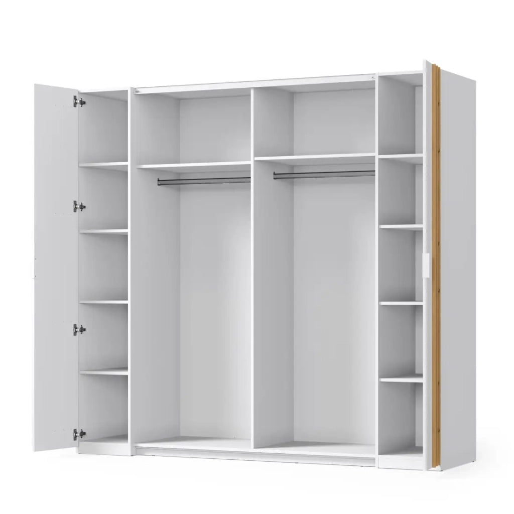 Camera completa FLORENCE – Letto 180x200 + rete + cassetti + armadio + cassettiera – Bianco e quercia
