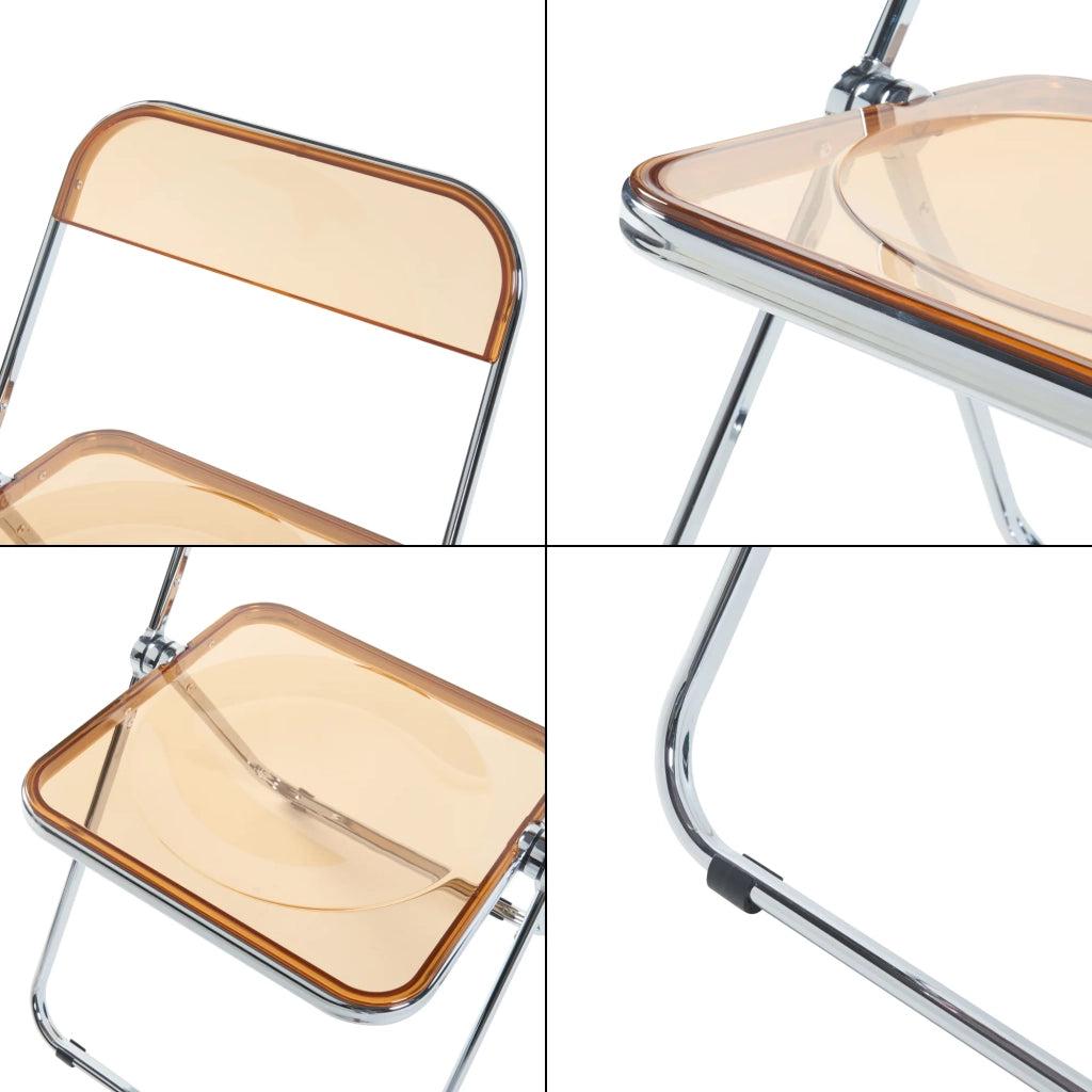 Set di 2 sedie pieghevoli da esterno per giardino campeggio e terrazza 74 x 46 x 47 cm arancione trasparente 03_0009645