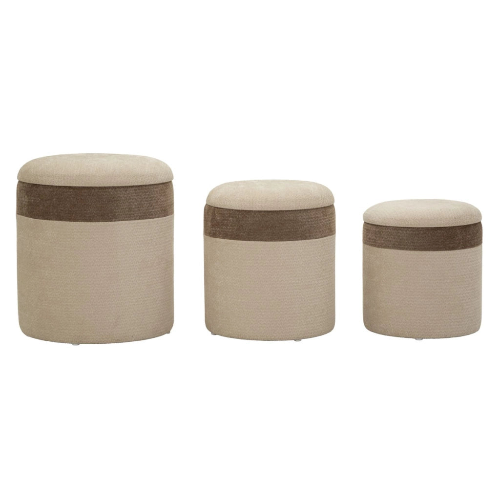 Set di 3 pouf contenitore stile nordico
