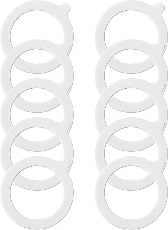 Weckpotringi in silicone - 10 pezzi - Riparabili - Pacchetti di silicone sostitutivi - Ringhi di riserva per conservazione - 70 mm x 95 mm - Bianchi