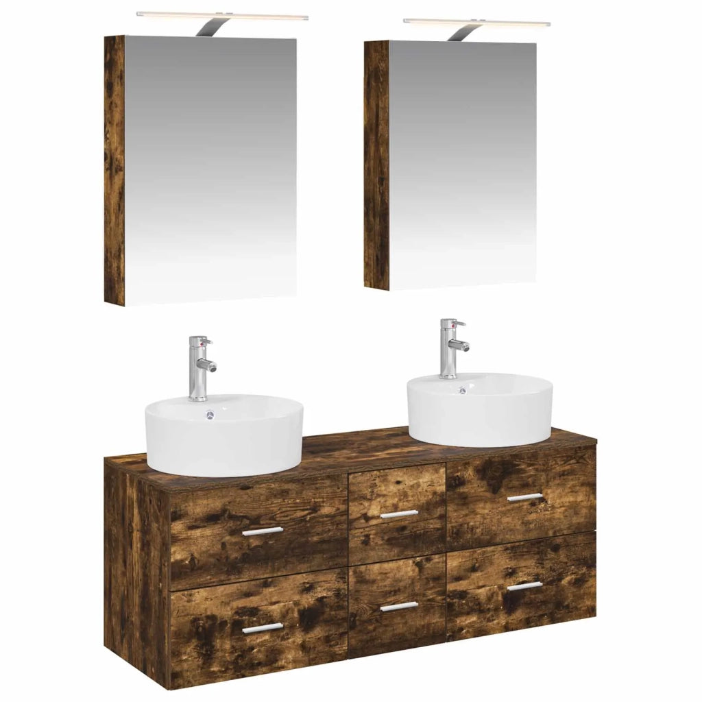 Set di mobili per il bagno 5 pcs Rovere Fumo 3406915