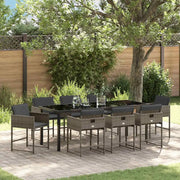 Set da Pranzo per Giardino con cuscino 9 pcs Grigio polyrattan 3380015