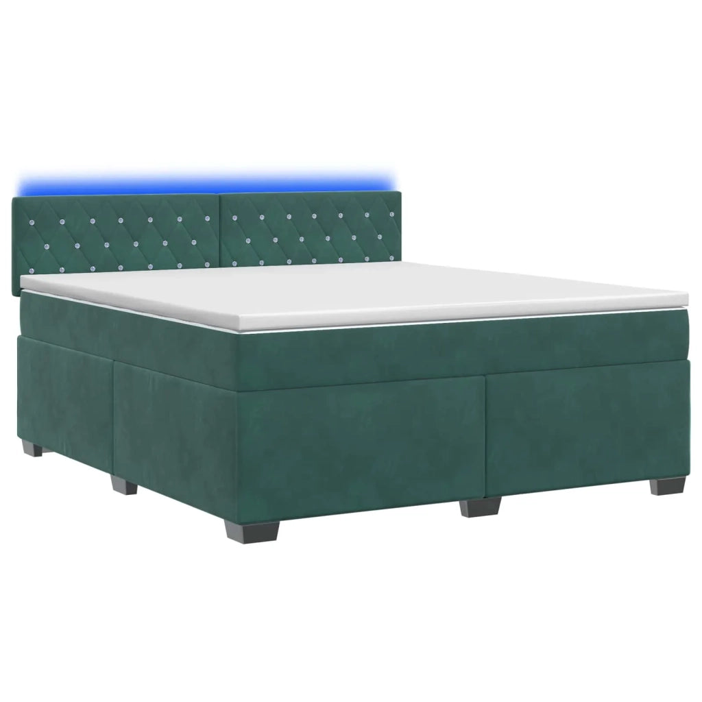 Letto con Box Spring, Materasso e LED Verde Scuro 140 x 200 cm 3452189
