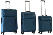 Set 3 Valigie Trolley Morbide in Poliestere 4 Ruote TSA Ravizzoni Gin Tonic Blu