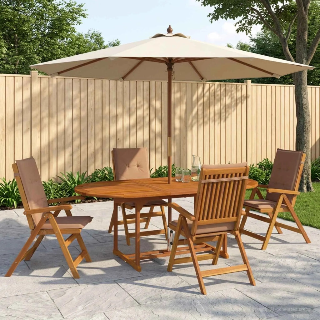 Set da pranzo da giardino 5 pezzi Naturale 3434485