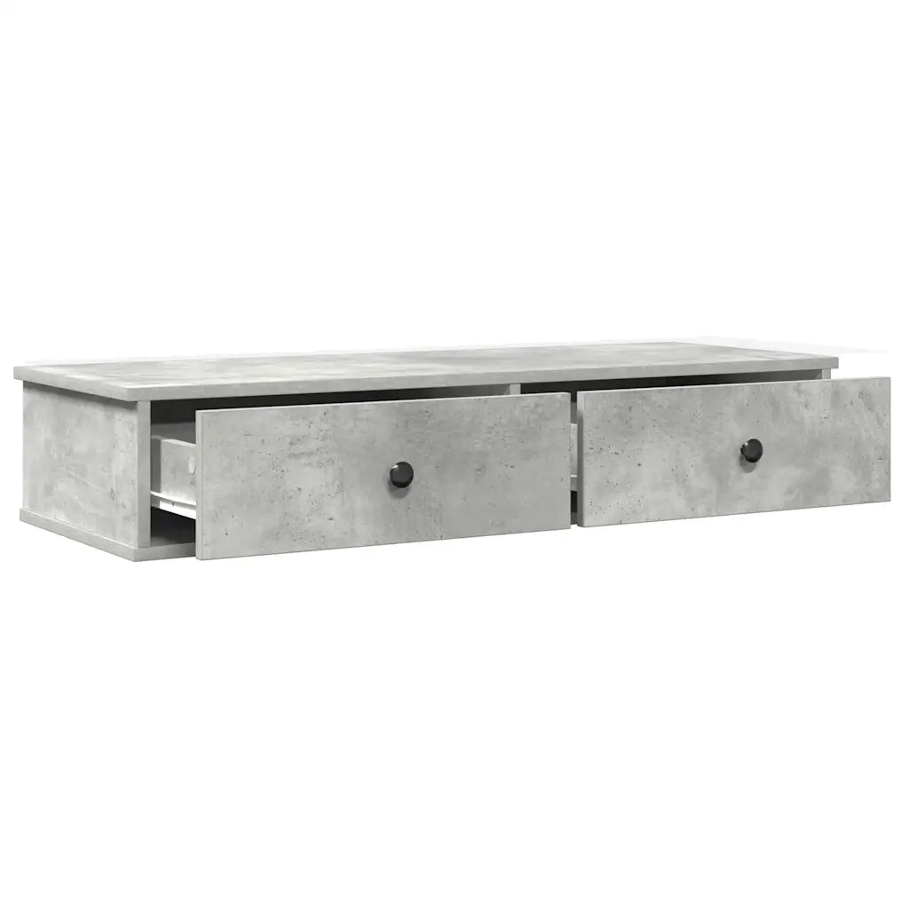 Scaffale a Parete con Cassetti Grigio 100x37,5x19 cm Truciolato