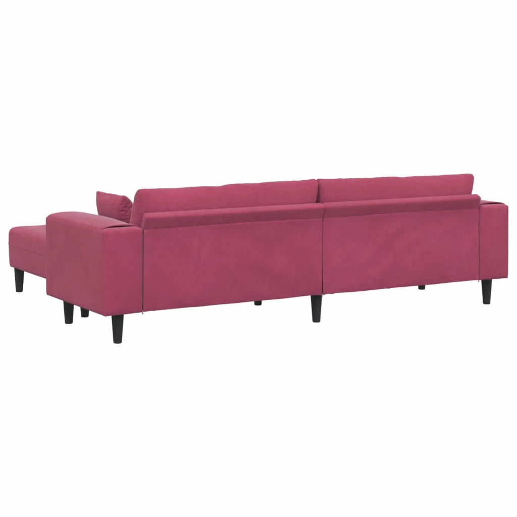 Divano 3 pcs Rosso Vino 250 x 188 x 76 cm Velluto 3335176