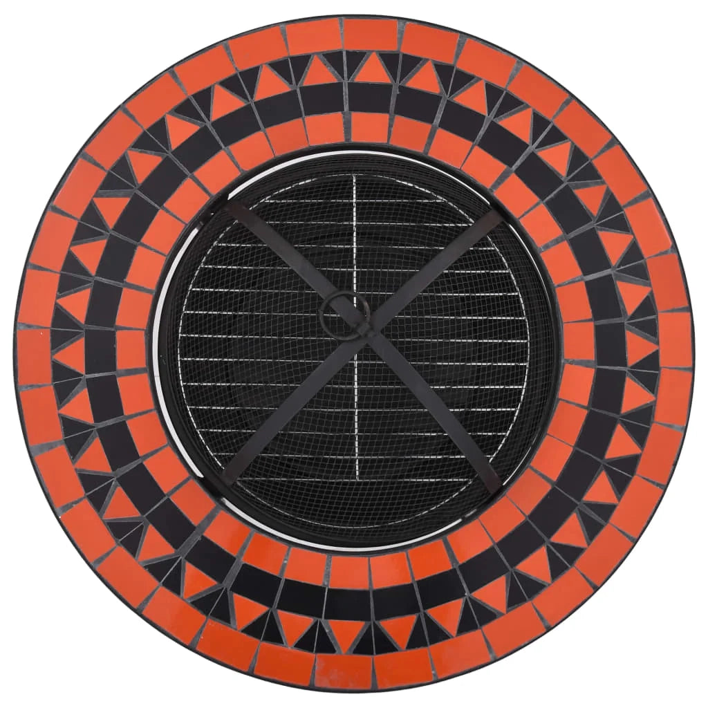 Tavolo camino in mosaico 68 cm terracotta e ceramica bianca 02_0006021