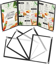 Copricoppe A5 - 5 pezzi - Pieghevole - Doppia visibilità - Nero - Protezioni angolari - Dimensioni H23 x L17,5 cm - Supporto per menu