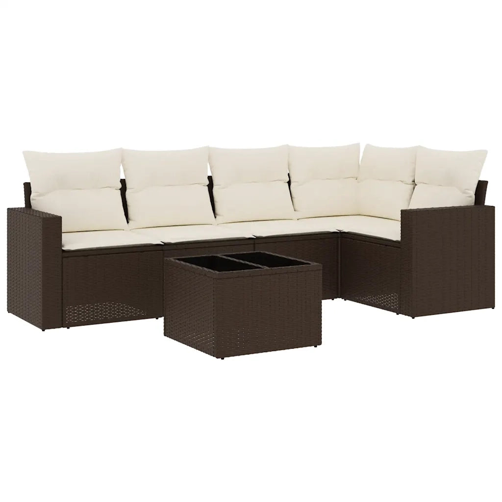 Set Divano da Giardino 6 pz con Cuscini Marrone in Polyrattan 3251280