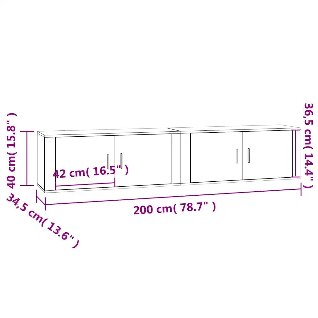 Mobili Porta TV a Parete 2 pz Bianco 100x34,5x40 cm 3188366