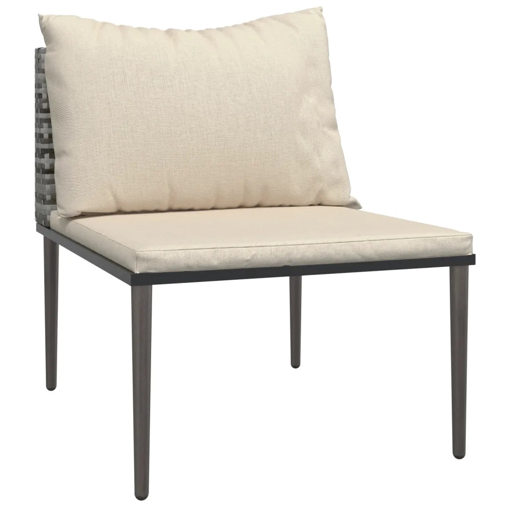 Set Divani da Giardino 5 pz con Cuscini in Polyrattan Grigio