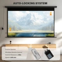 Telo per Proiettore 120" 16:9 Motorizzato con Telecomando, Fissaggio a Muro e Soffitto, Nero