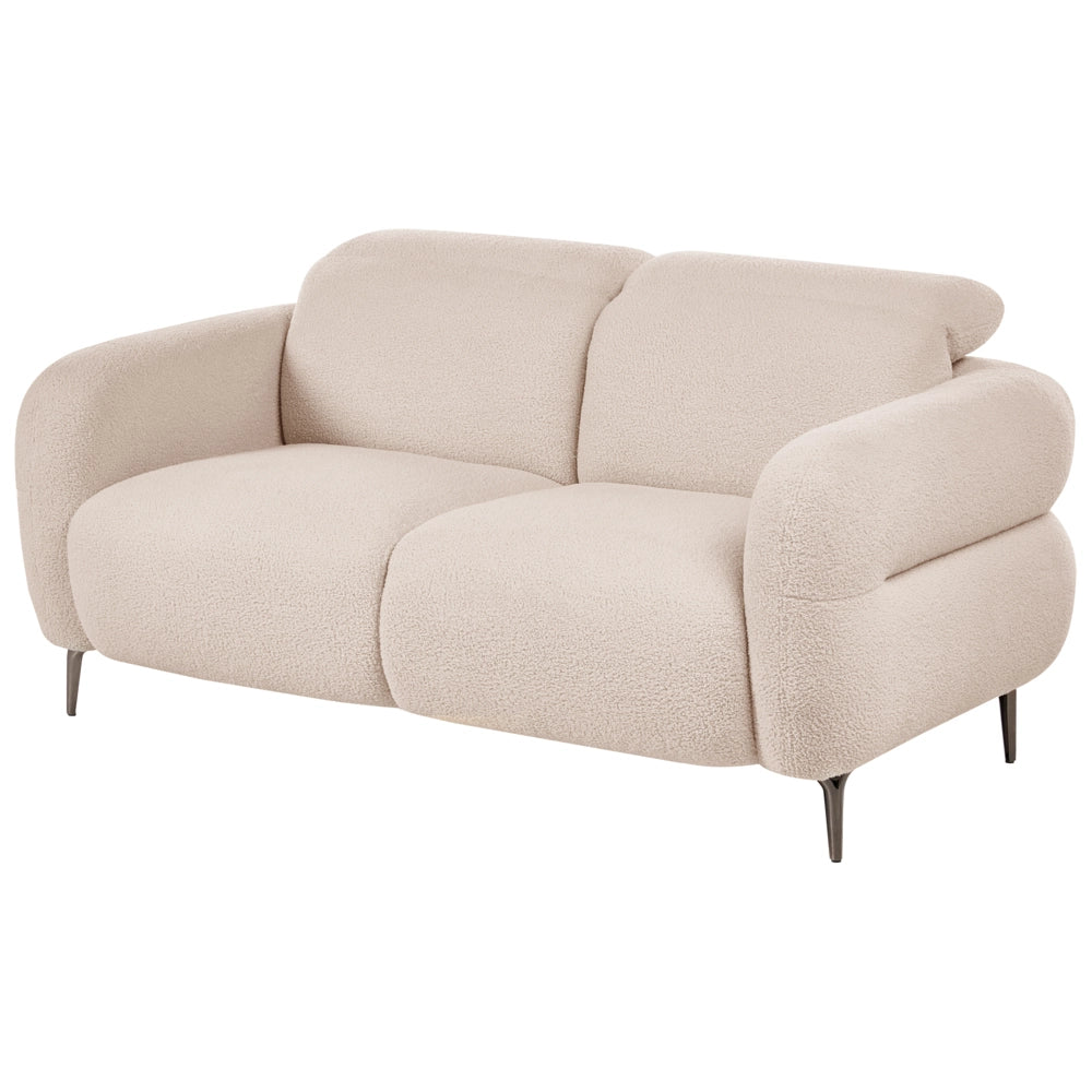 Divano a 2 posti in tessuto bouclè beige con poggiatesta regolabili Stile minimalista