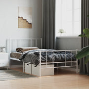 Giroletto con Testiera e Pediera-Struttura Letto Metallo Bianco 90x190 cm 505085