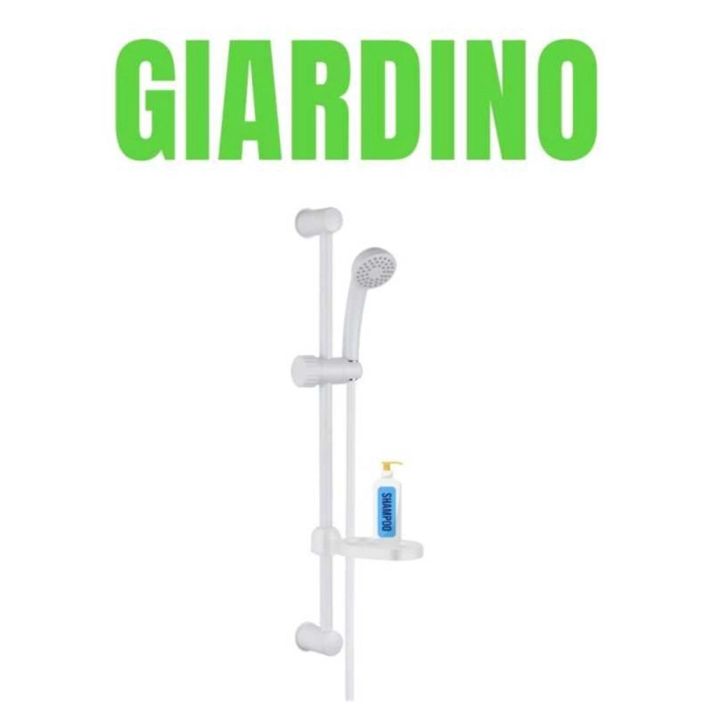 Saliscendi in abs bianco blush con doccetta e portasapone par campeggio nautica giardino