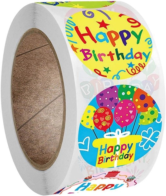 Etichette di compleanno 500 pezzi - Etichette a olio - Etichette autoadesive - Buon compleanno - Carta durevole - Non sbiadisce - Etichette regalo