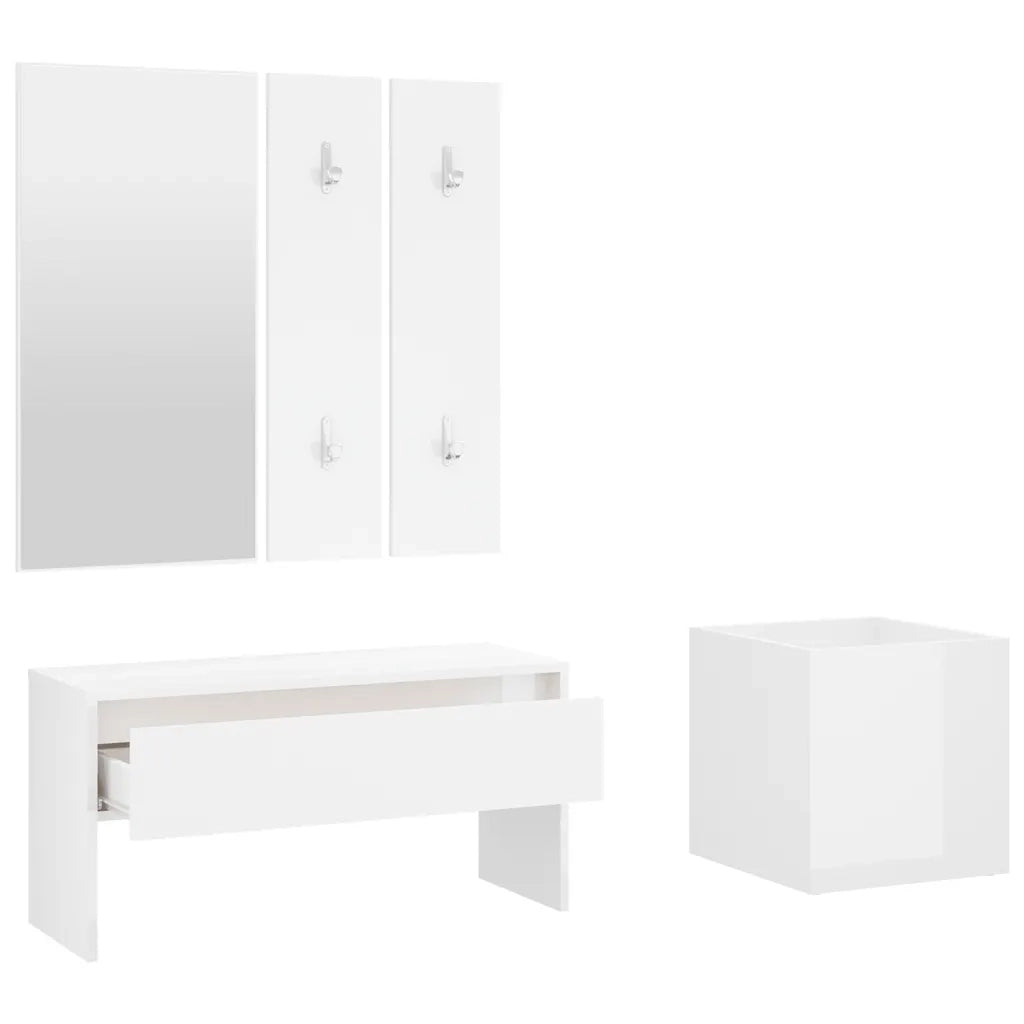 Set di Mobili da Corridoio Bianco Lucido in Legno Multistrato 3082059